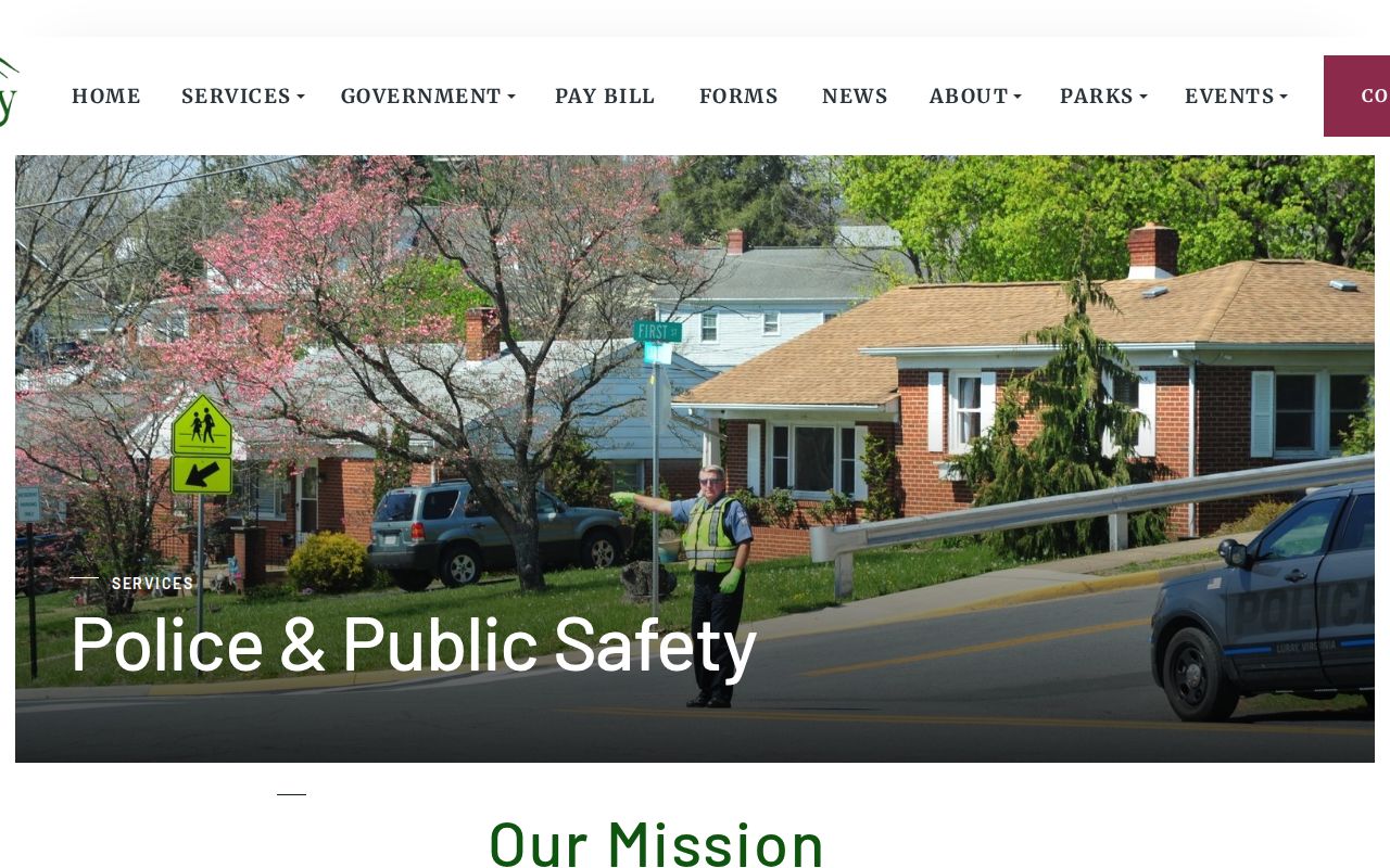 Luray Police public-safety contact page without officer photographs