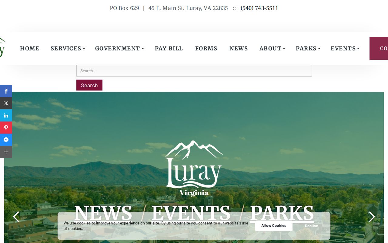 Town of Luray official home page with town services and contact information