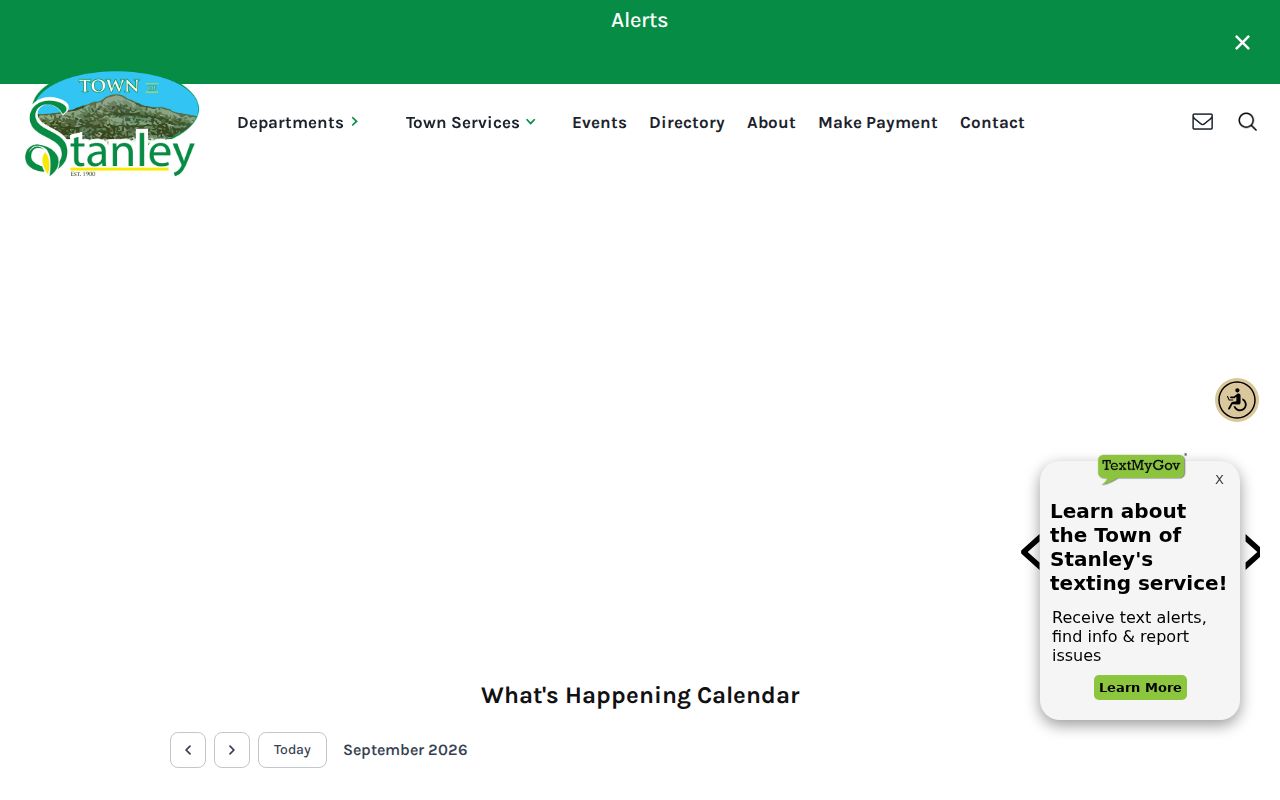 Stanley town homepage and police contact area without personnel photos